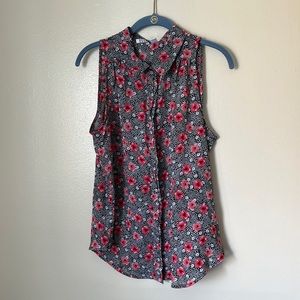 Elle Floral Sleeveless Button Down Blouse